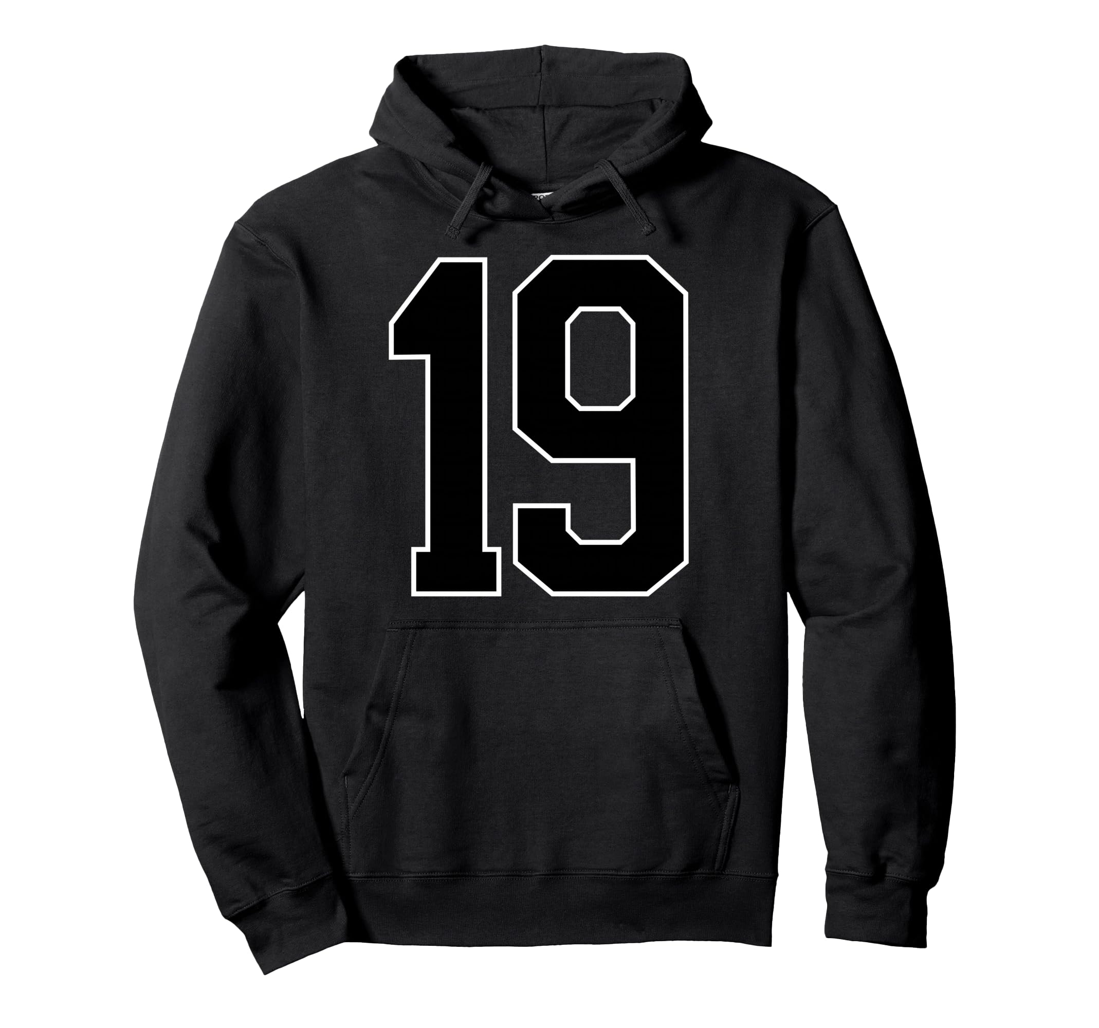 Black Sports Team Number 19 Fan Hoodie - Unique Graphic Men Women
