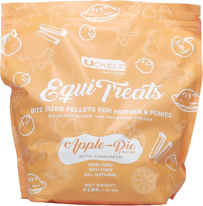 Uckele by SmartEquine Equi Treats Bite-Sized Pellets | Horse Treats with No Sugar Added | High Fiber Cookies for Horses | Suitable Reward for Training | Apple Pie Flavor | 4 lb Bag