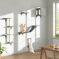 COZIWOW Wall Mounted Cat Furniture, Cat Wall Shelves and Perches, Floating Cat Shelves for Wall Set of 5 (Grey)