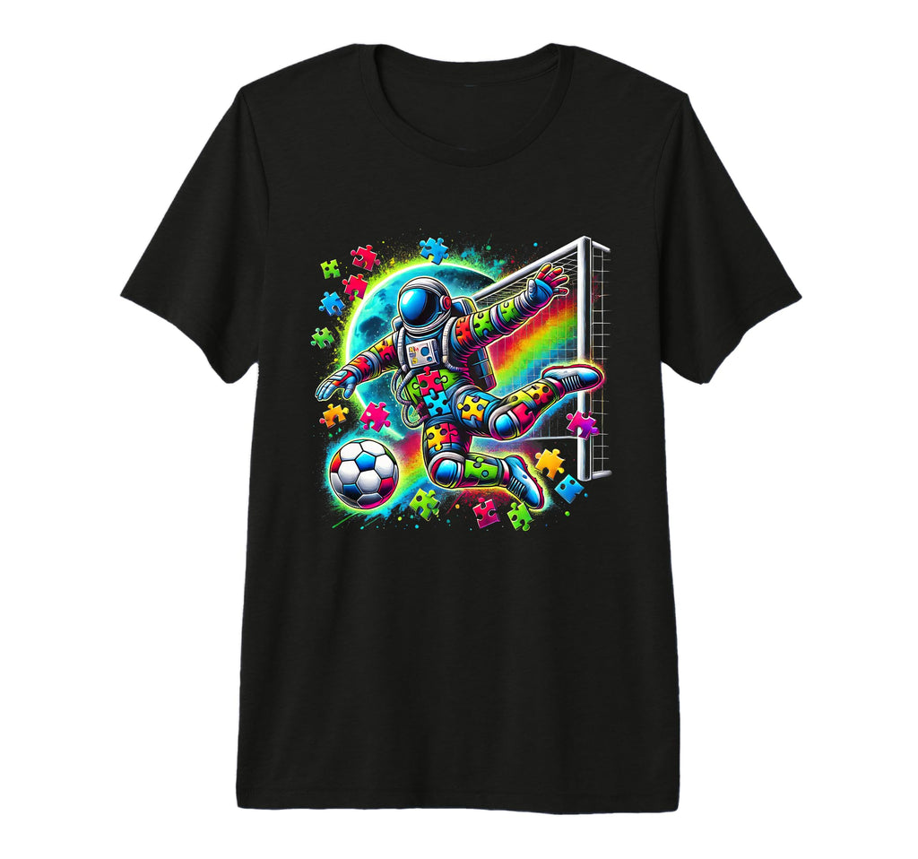 Astronaut Playing Soccer Autism T-Shirt - Minimalist Print Men Women