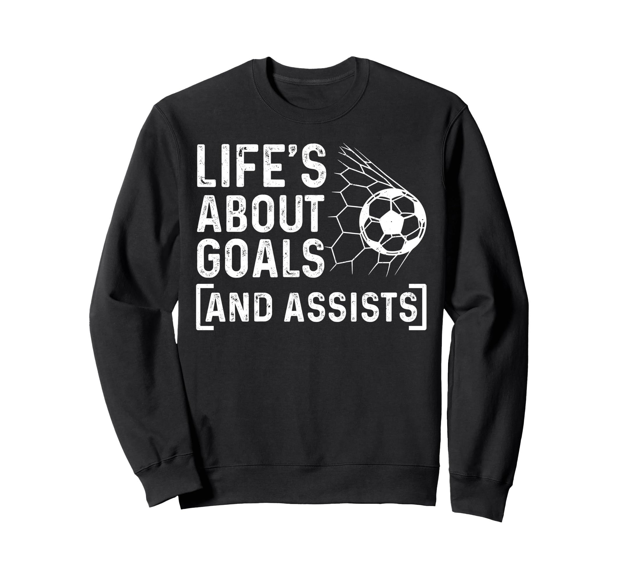 Soccer Player Life Is About Goals Sweatshirt - Minimalist Print for Adults