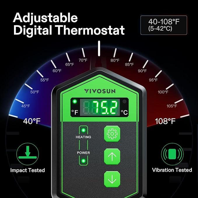 VIVOSUN 10"x 20.75" Seedling Heat Mat and Digital Thermostat Combo Set, UL & MET-Certified Warm Hydroponic Heating Pad for Germination, Indoor Gardening, Greenhouse