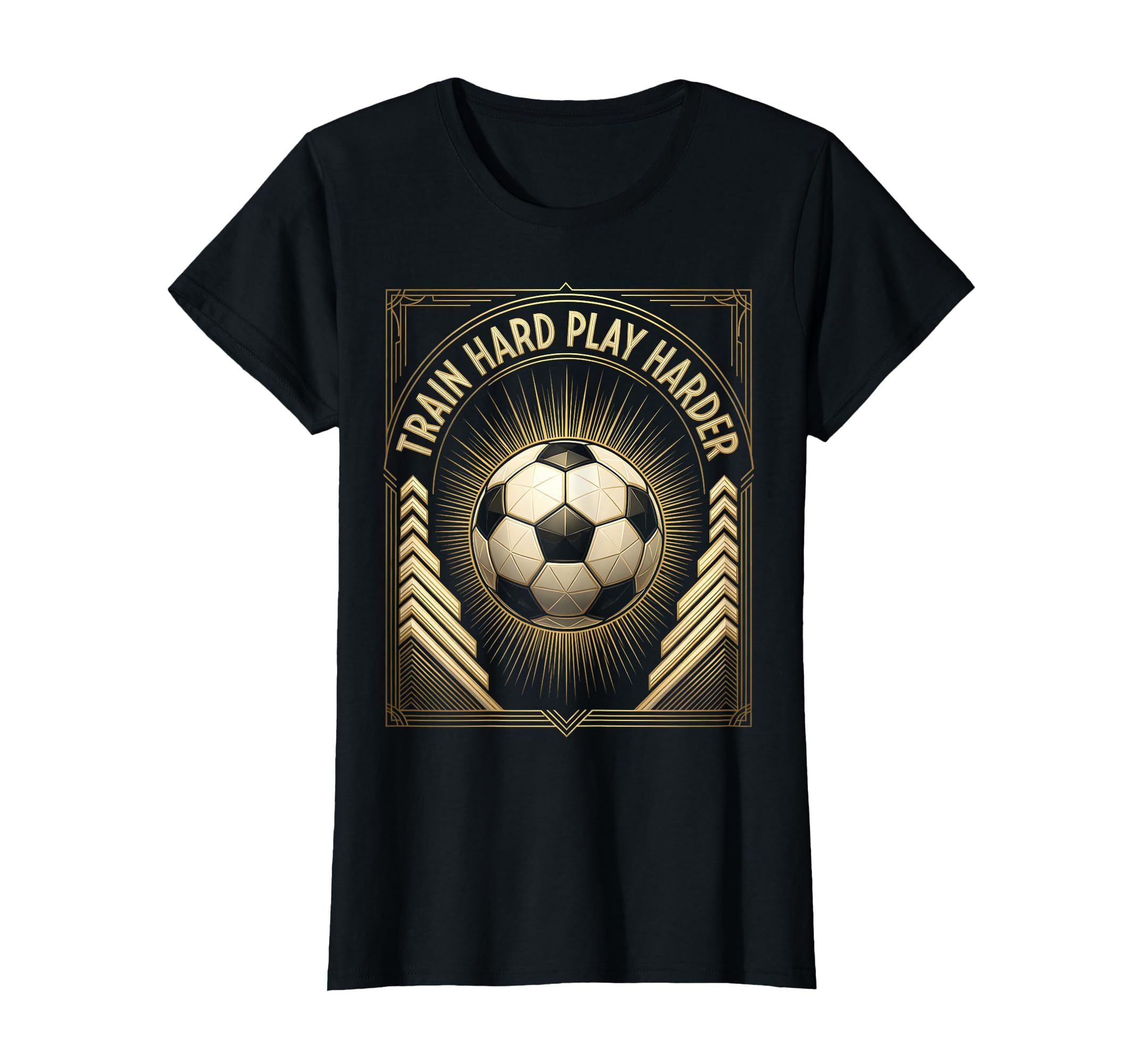 Train Hard Play Harder Soccer T-Shirt - Minimalist Print Unisex