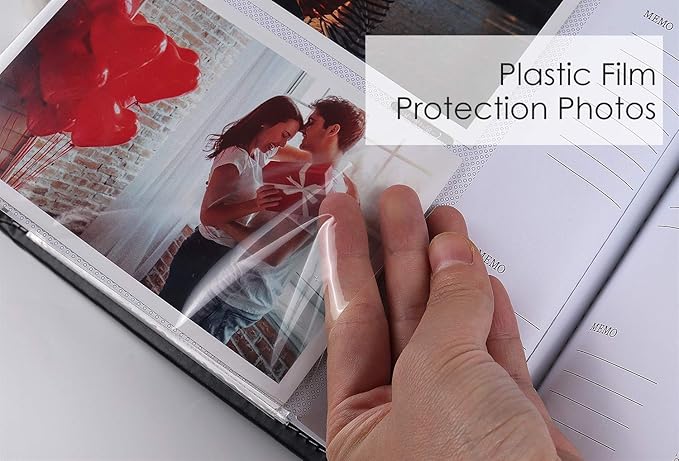RECUTMS Photo Picture Album 4x6 300 Photos,Small Capacity Premium Leather Cover Wedding Family Photo Albums with Writing Space Holds 300 Horizontal Photos(Black)
