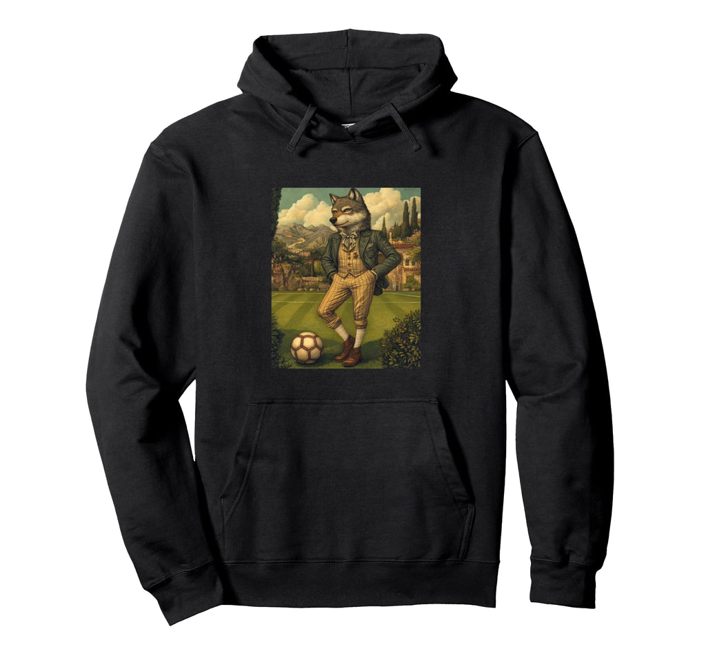 Funny Wolf Playing Soccer Weird Wolf Hoodie - Unique Graphic Men Women