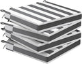 AAAAAcessories Outdoor Seat Cushions for Chairs, Waterproof, Fade-Resistant Patio Furniture Replacement Cushions, 18.5" x 16" x 3", Set of 4, Gray Cabana Stripe
