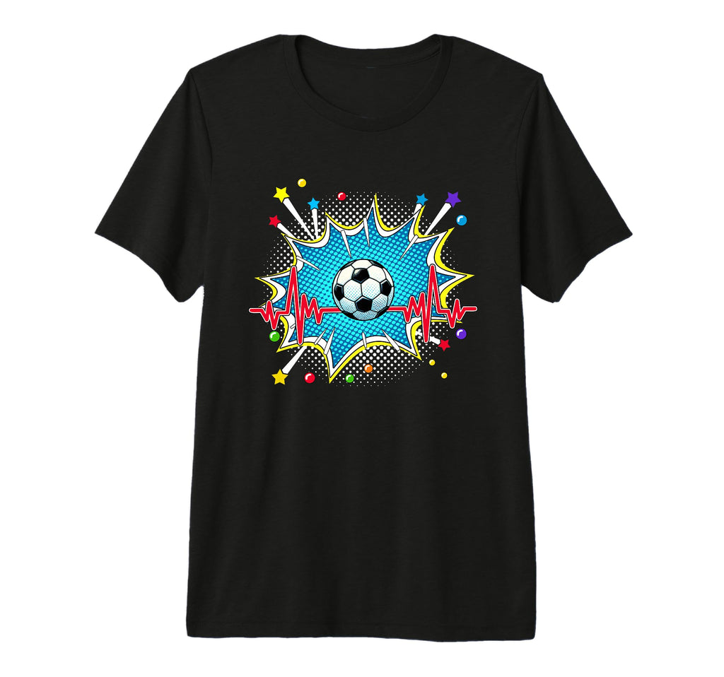 Soccer Pop Art Comic Heartbeat Tri T-Shirt - Custom Art Print for Adults