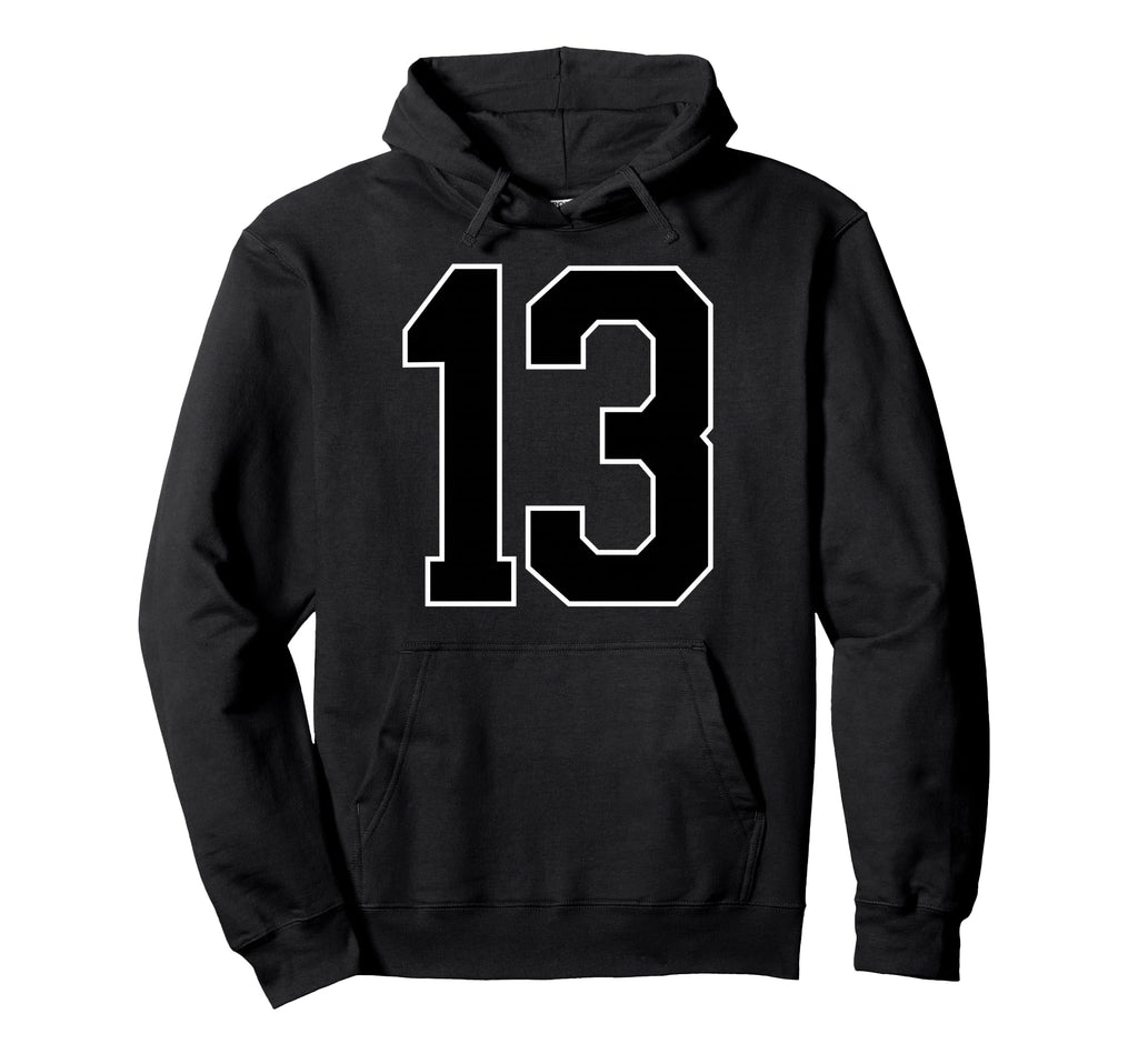 Black Sports Team Number 13 Fan Hoodie - Graphic Print Men Women