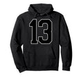 Black Sports Team Number 13 Fan Hoodie - Graphic Print Men Women