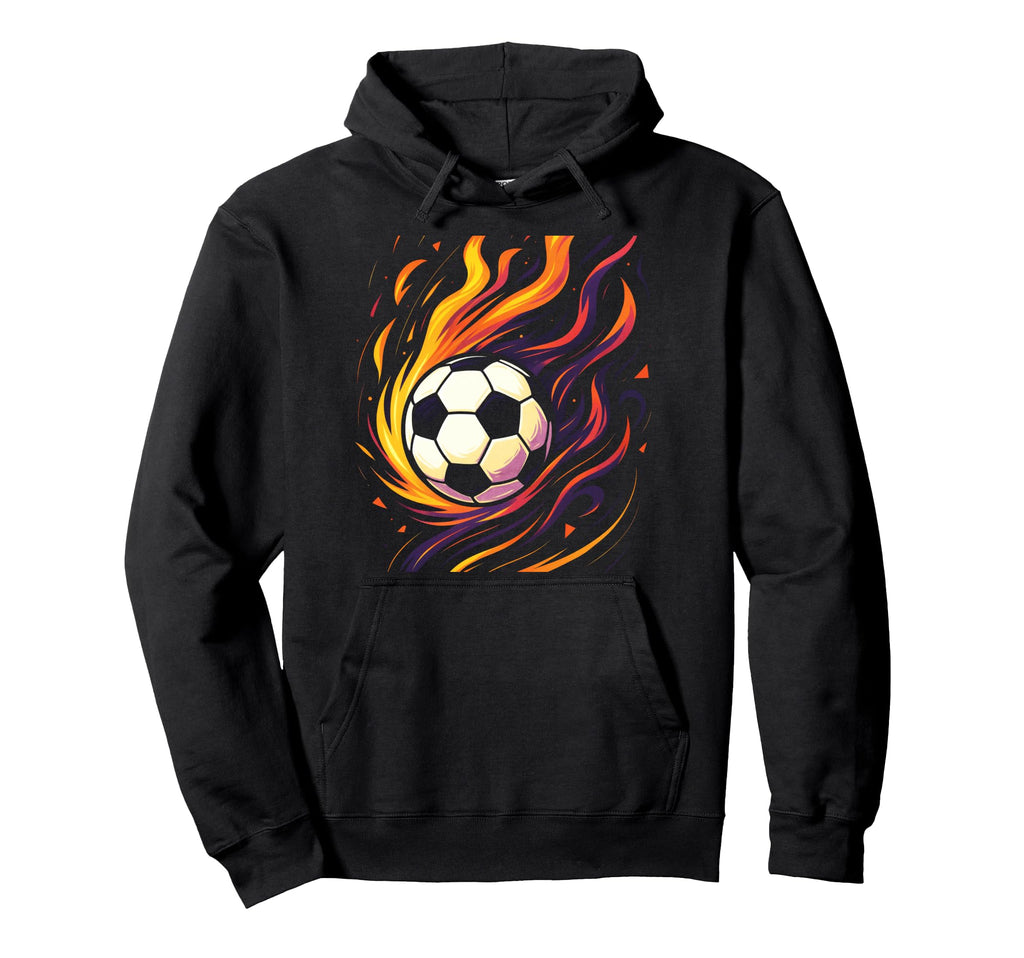 Soccer Soccer Flames Sport Ball Hoodie - Trendy Graphic Unisex