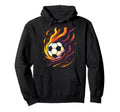 Soccer Soccer Flames Sport Ball Hoodie - Trendy Graphic Unisex