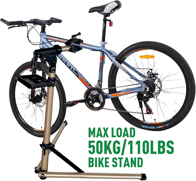 Bike Repair Stand Bicycle Stand for Mechanic Maintenance Rack Road Mountain Lightweight & 360 Adjustable Quick Release Portable Whole Aluminum Alloy for MTB Max 110lbs