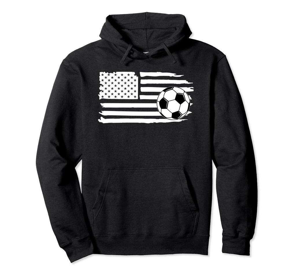 Distressed American Flag Soccer Ball Usa Hoodie - Novelty Apparel Unisex