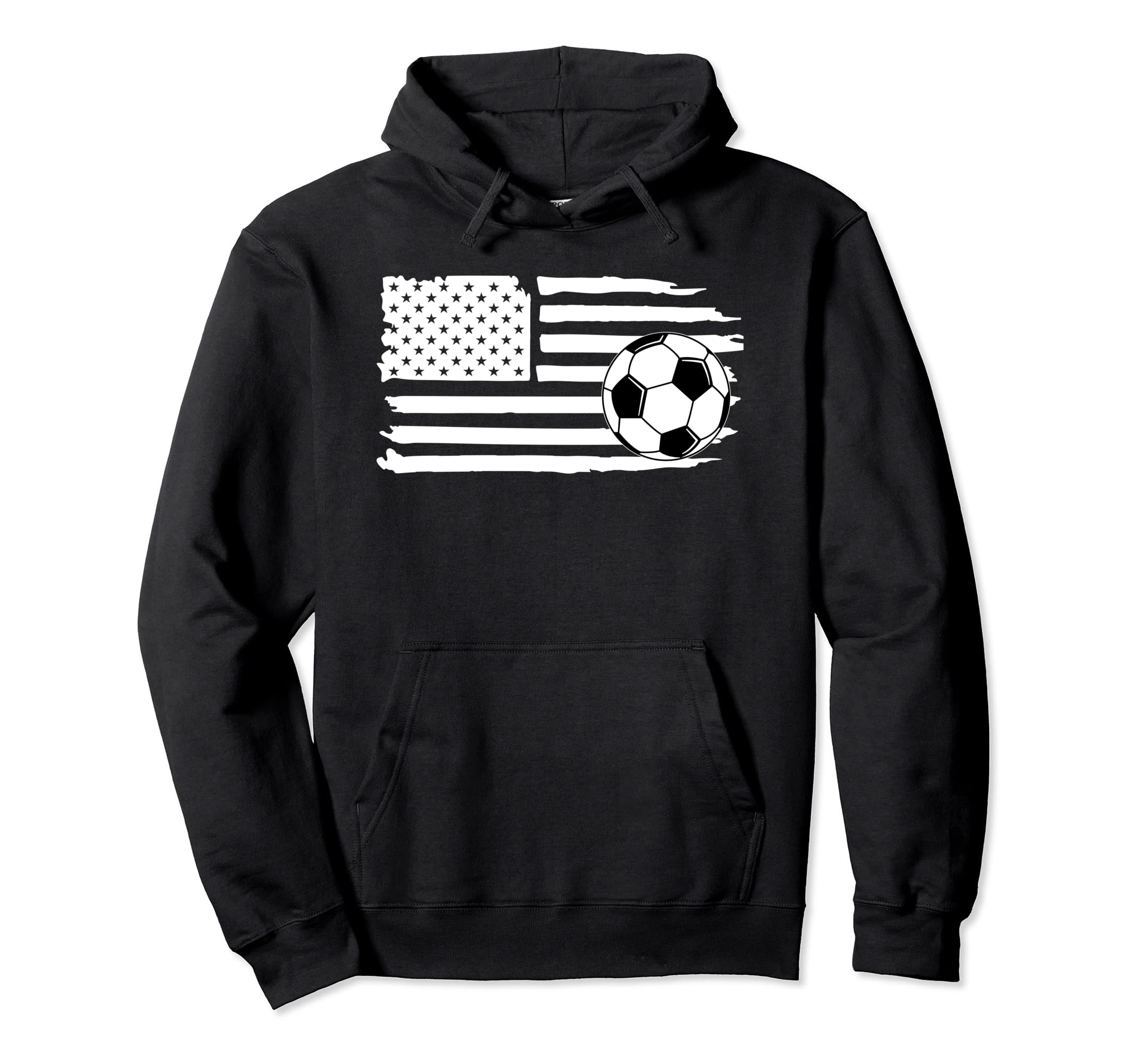 Distressed American Flag Soccer Ball Usa Hoodie - Novelty Apparel Unisex