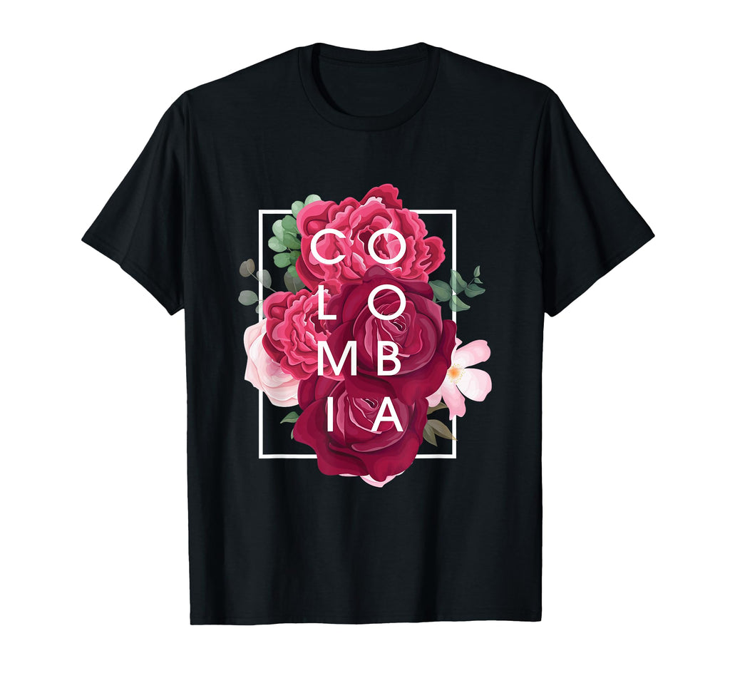 Flowers Colombia Word Art Colombian Pride T-Shirt - Minimalist Print Unisex