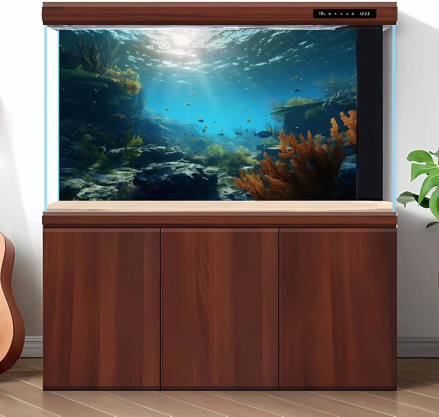 Ocean Floor Fish Tank Background Underwater Rock Aquarium Background Under The Sea Terrarium Backgrounds Aquatic Plants Sunlight Fish Tank Backgrounds Tropical Fish Aquarium Wallpaper 48x18in