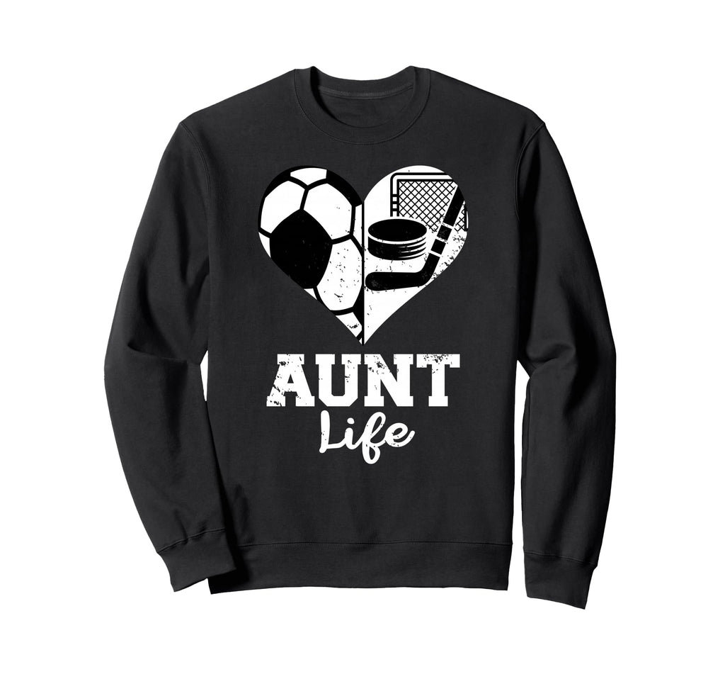 Aunt Life Soccer Hockey Heart Sweatshirt - Custom Art Print Men Women