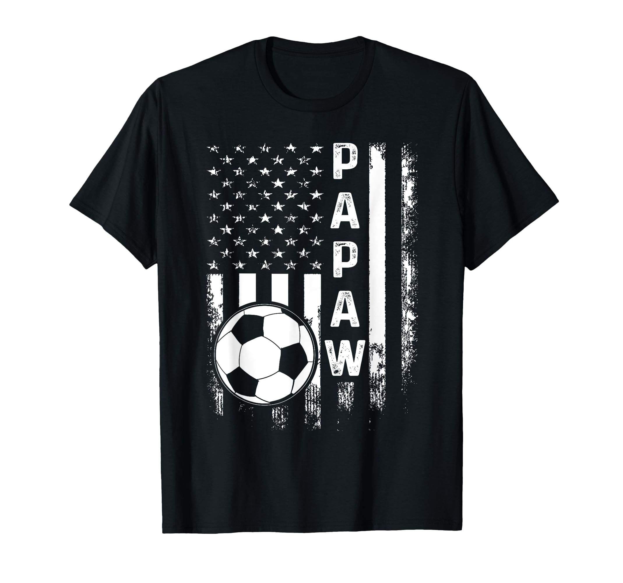 Soccer Papaw American Flag T-Shirt - Casual Everyday Wear Men Women