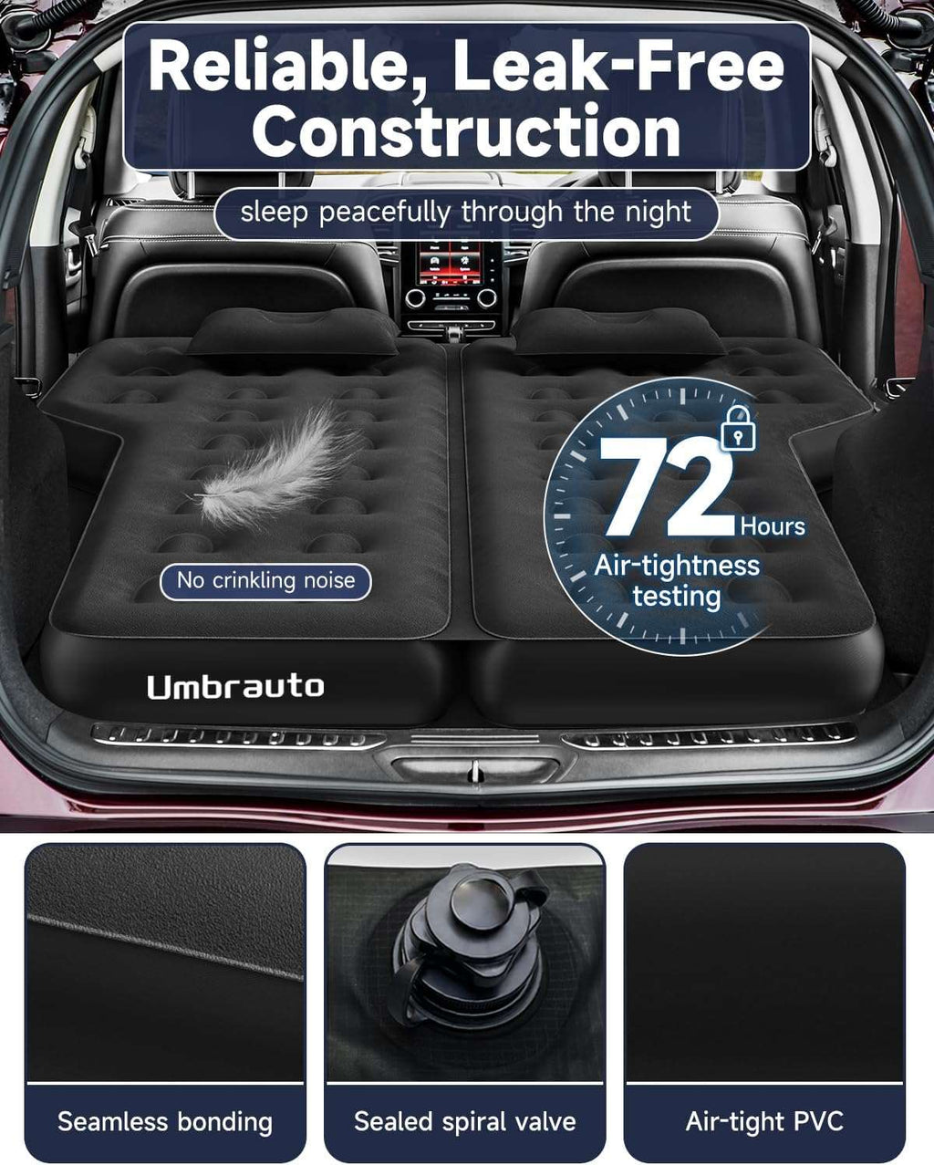 Umbrauto Thickened  SUV Back Trunk Air Mattress 3.0,Black
