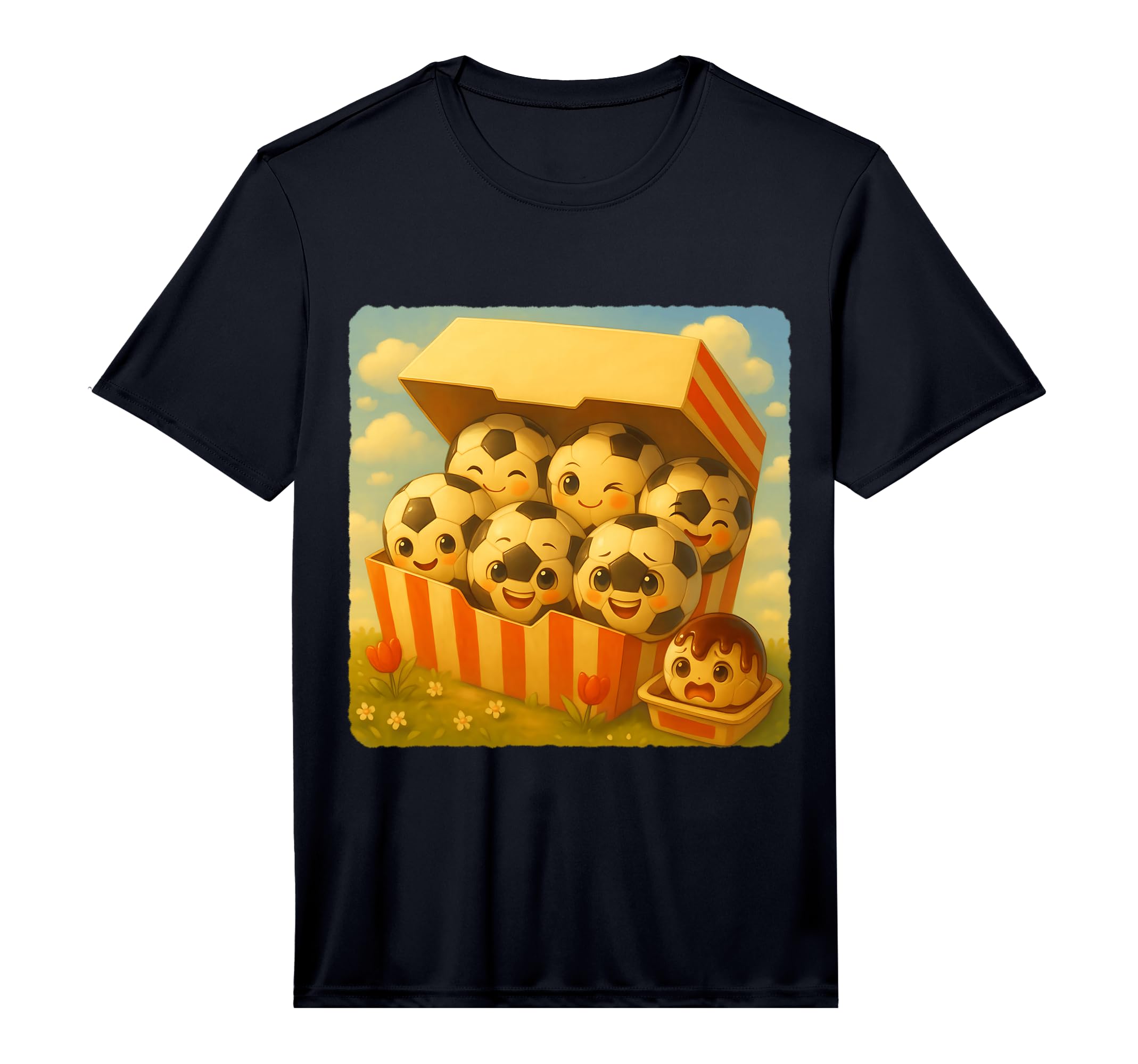 Soccer Ball Chicken Nuggets Kawaii T-Shirt - Novelty Apparel for Adults
