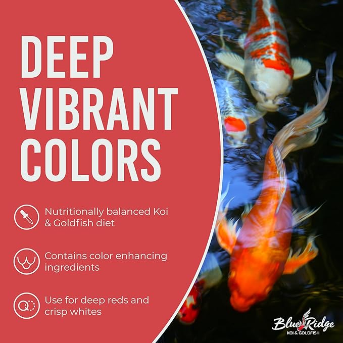 Blue Ridge Koi Fish Food 14lb - Koi Food Mini Growth Formula, Goldfish Food, Premium Fish Food for Ponds, Ponds Fish Food, Floating Pond Pellets