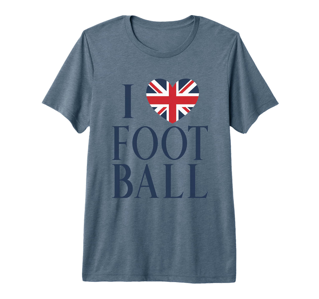 I Love Football British Flag Heart T-Shirt - Trendy Graphic for Adults