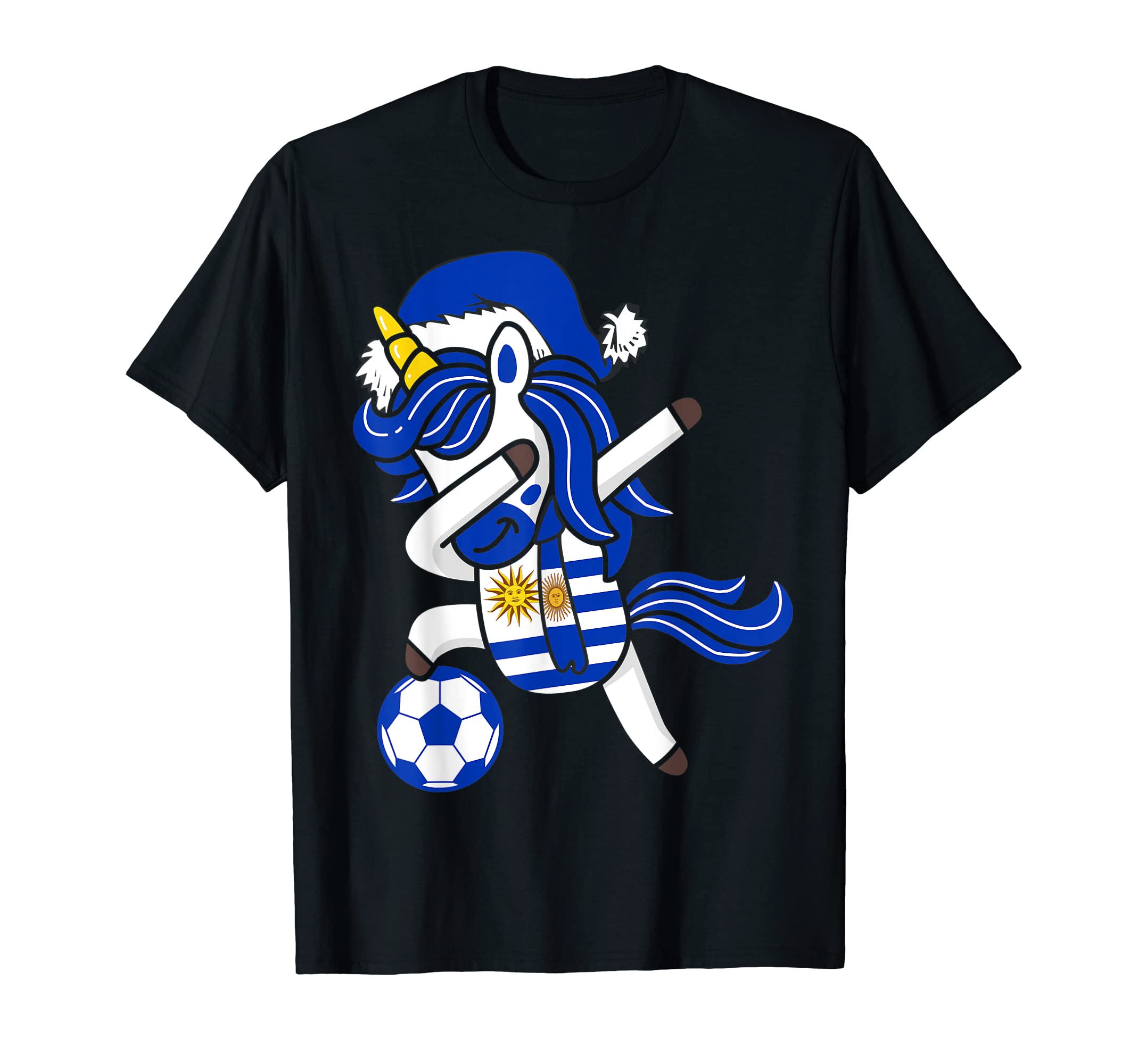 Soccer Dabbing Unicorn Hat Uruguay T-Shirt - Trendy Graphic Men Women