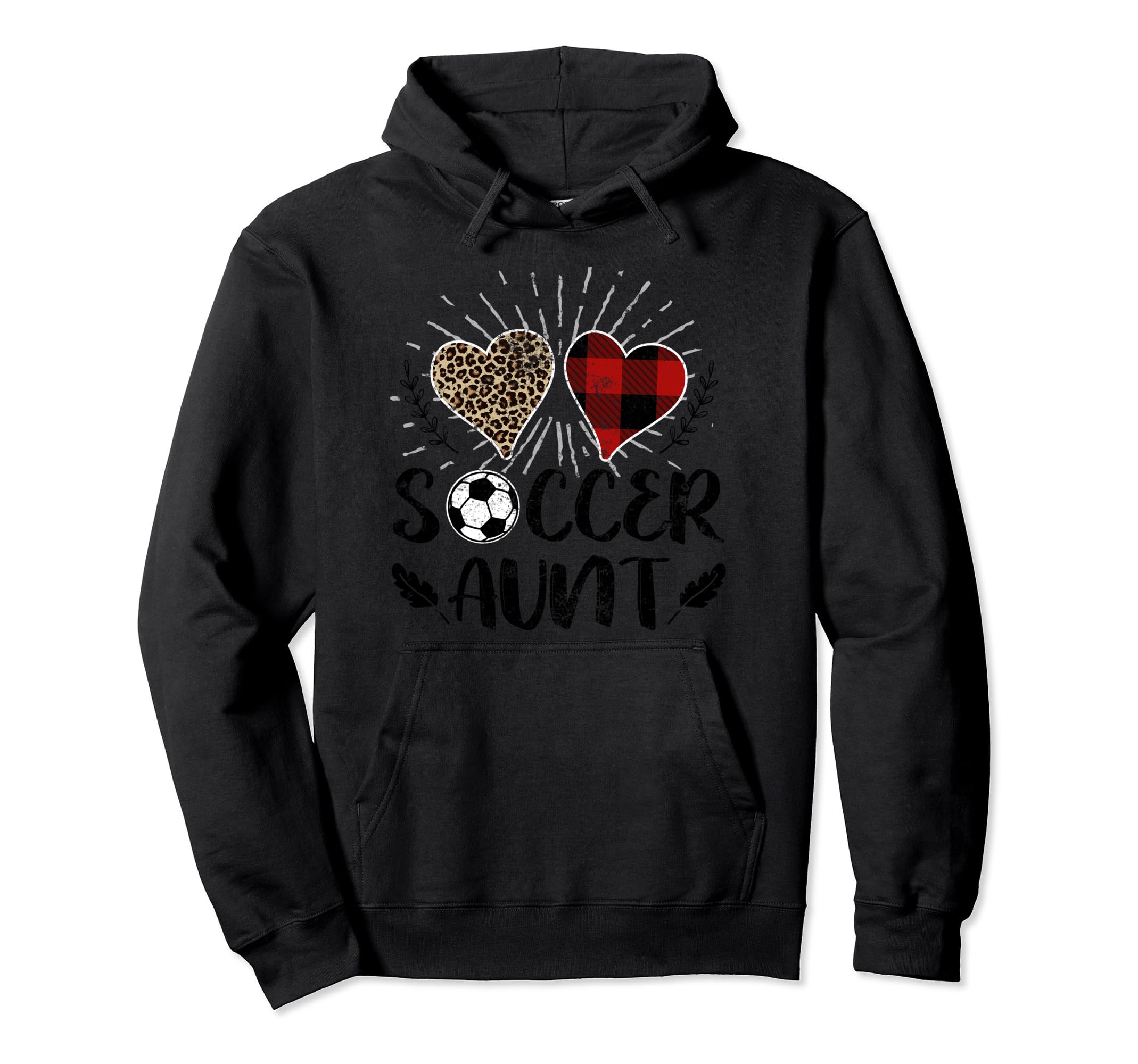 Soccer Aunt Buffalo Plaid Mothers Day Hoodie - Minimalist Print Unisex