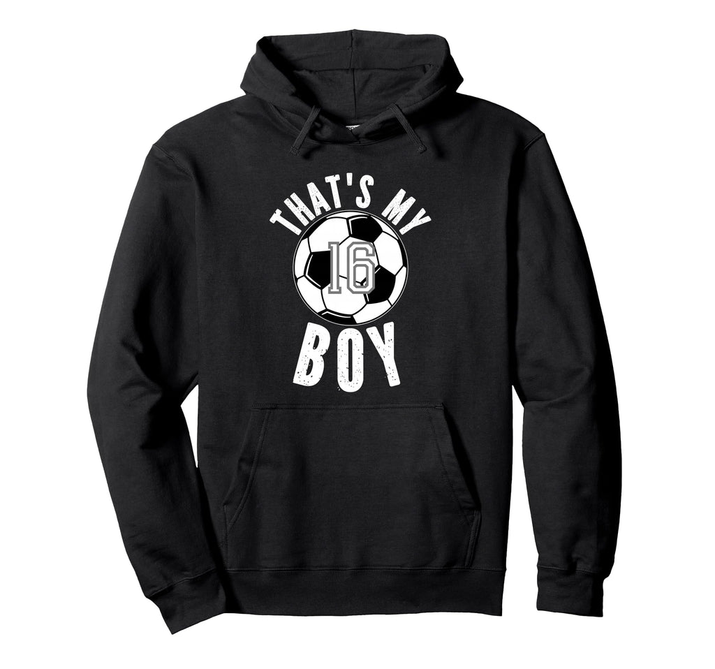 Thats My Soccer Number 16 Hoodie - Trendy Graphic for Adults