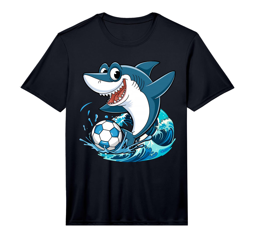 Soccer Shark Playing Ball Animal Sports T-Shirt - Graphic Print Unisex