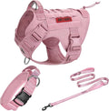 OneTigris Pink Dog Harness Leash Collar Set,Adjustable Dog Vest Harness for Walking Hiking Training(Medium)