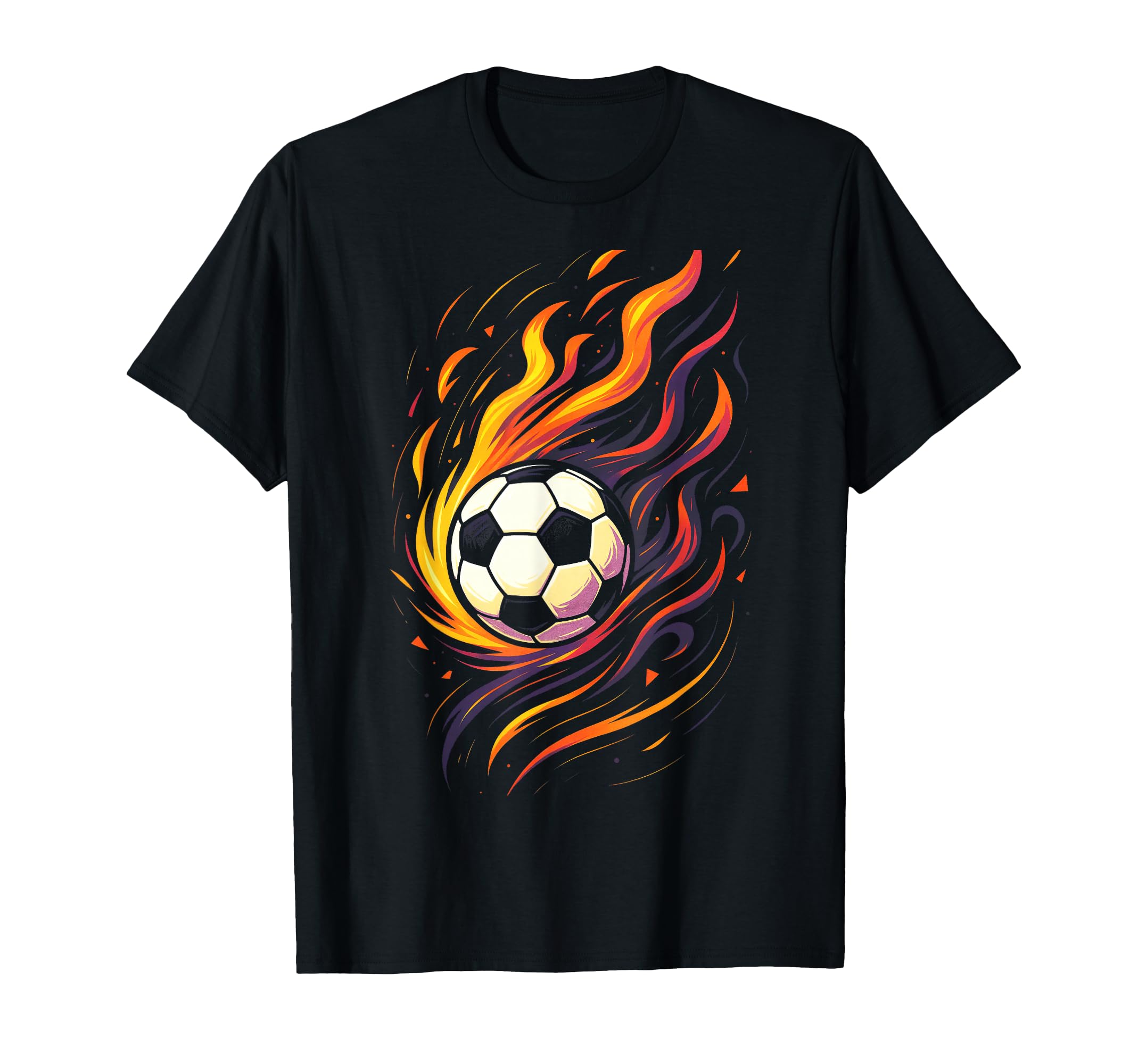 Soccer Soccer Flames Sport Ball T-Shirt - Fun Novelty Design for Adults
