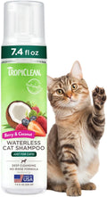 TropiClean Berry & Coconut Waterless Cat Shampoo | Deep Cleansing Dry Shampoo for Cats | Natural Cat Shampoo Derived from Natural Ingredients | Made in the USA | 7.4 oz.