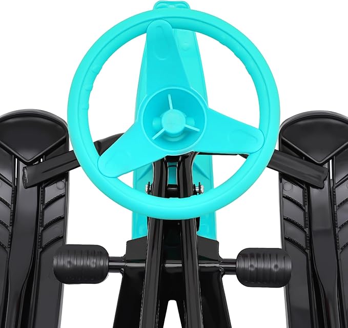 Snow Racer Sled for Kids, Dual Brakes Snowmobile Sled Ski with Steering Wheel, Snow Sledge for Skiing, Ice Skating, Sand Skating, Single Rider 45 x 20 x 15 inches