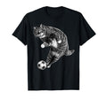Funny Soccer Cat Playing Football T-Shirt - Custom Art Print Men Women
