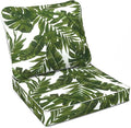 LVTXIII Outdoor Deep Seat Cushion Patio Seat and Back Cushion Set Seasonal Chair Cushion for Dining Arm Chairs, Wicker Chairs and Garden Furniture Decoration, 22"x22"x4", Palms Green