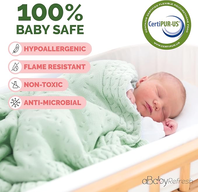 Cradle Baby Mattress and Bassinet Mattress 15x30 – 2-Inch Firm Foam Baby Bed with Waterproof Vinyl Cover – Non-Toxic Hypoallergenic Cushion Pad Replacement for Infant Bed (Multiple Standard Sizes)