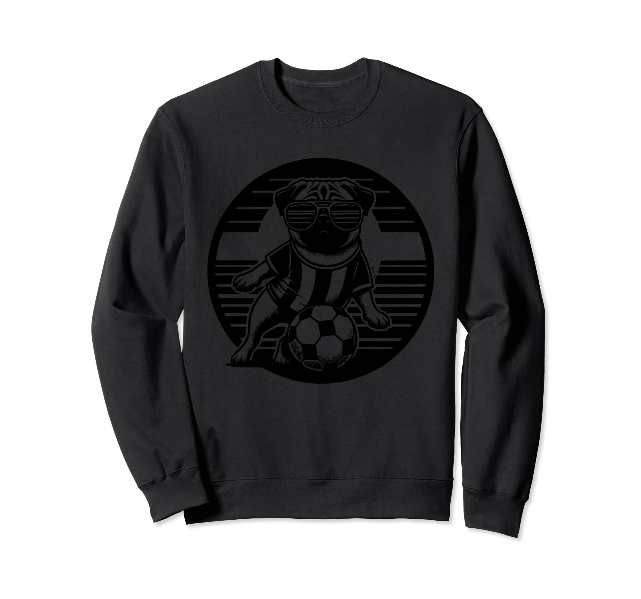 Black Silhouette Pug Dog Soccer Sweatshirt - Aesthetic Graphic for Adults