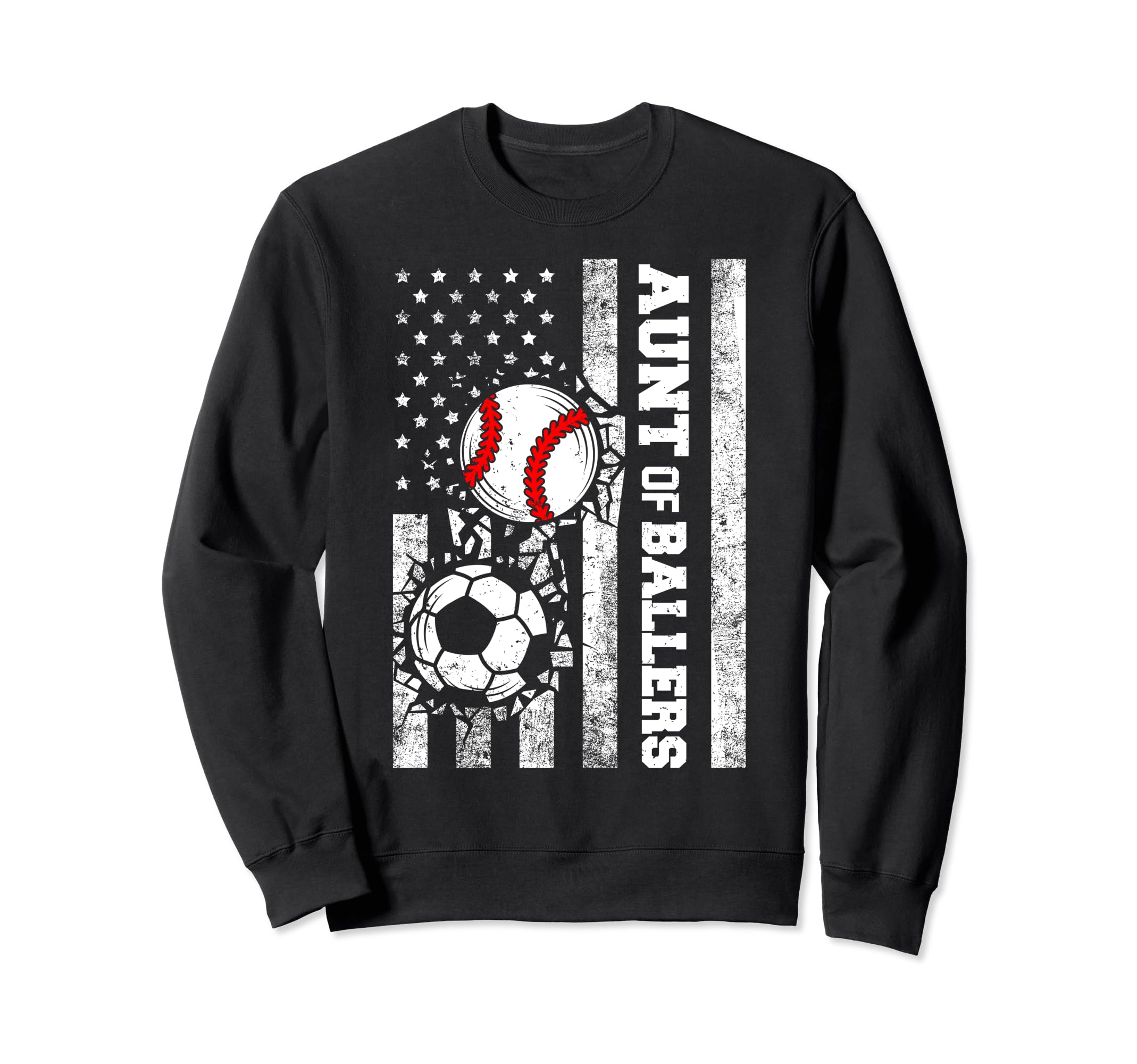 Aunt Ballers Funny Usa Flag Soccer Sweatshirt - Novelty Apparel Men Women