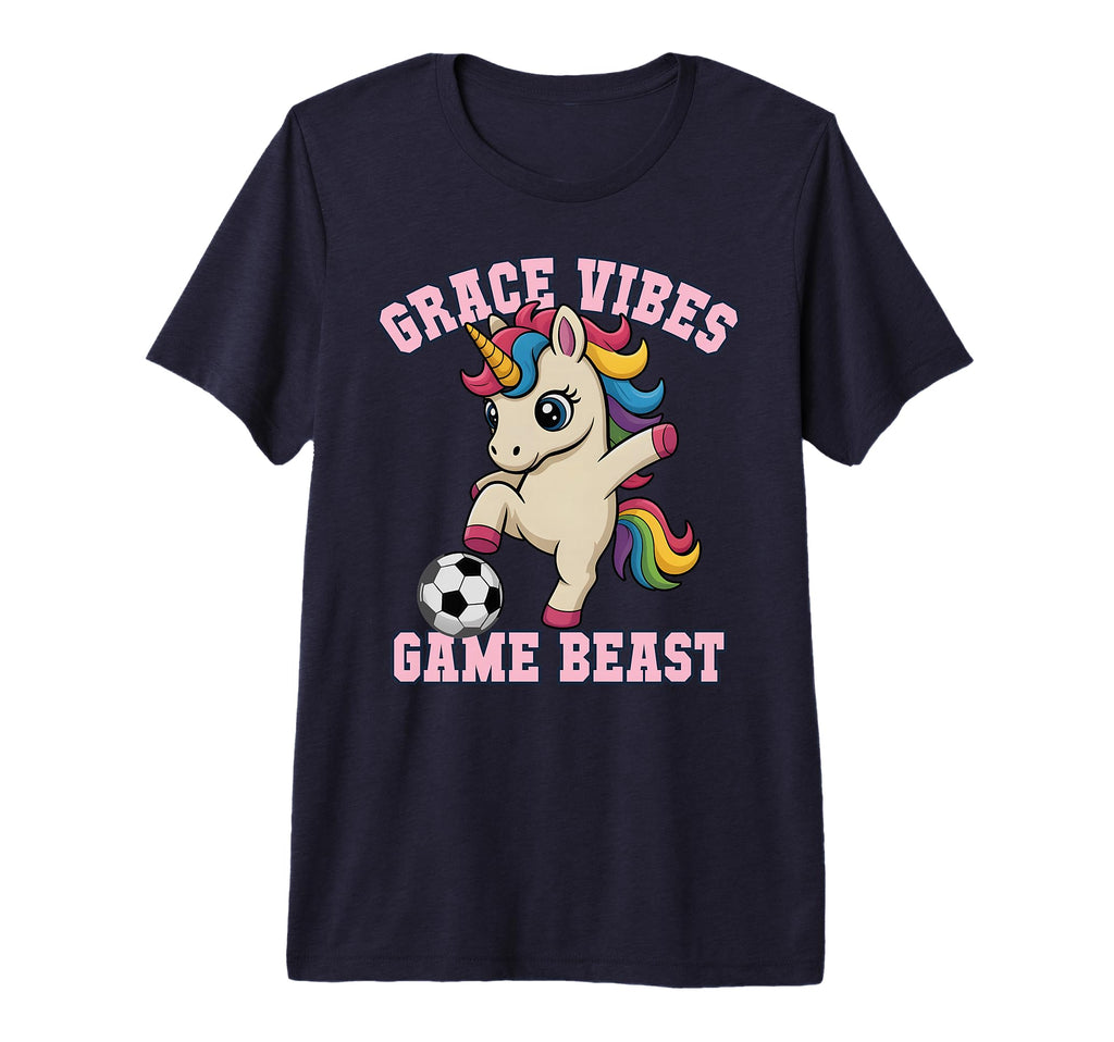 Grace Vibes Soccer Unicorn Just Who T-Shirt - Minimalist Print for Adults