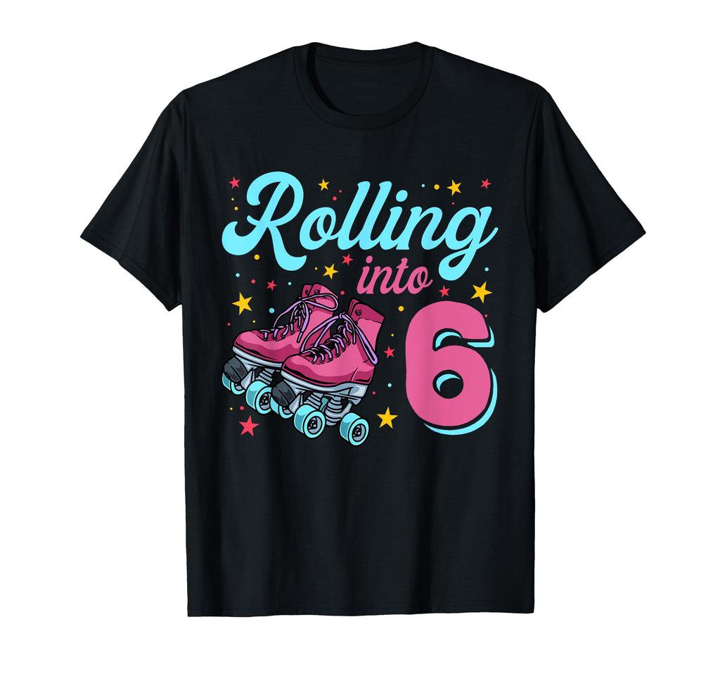 6Th Birthday Roller Skates Rolling T-Shirt - Fun Novelty Design Unisex