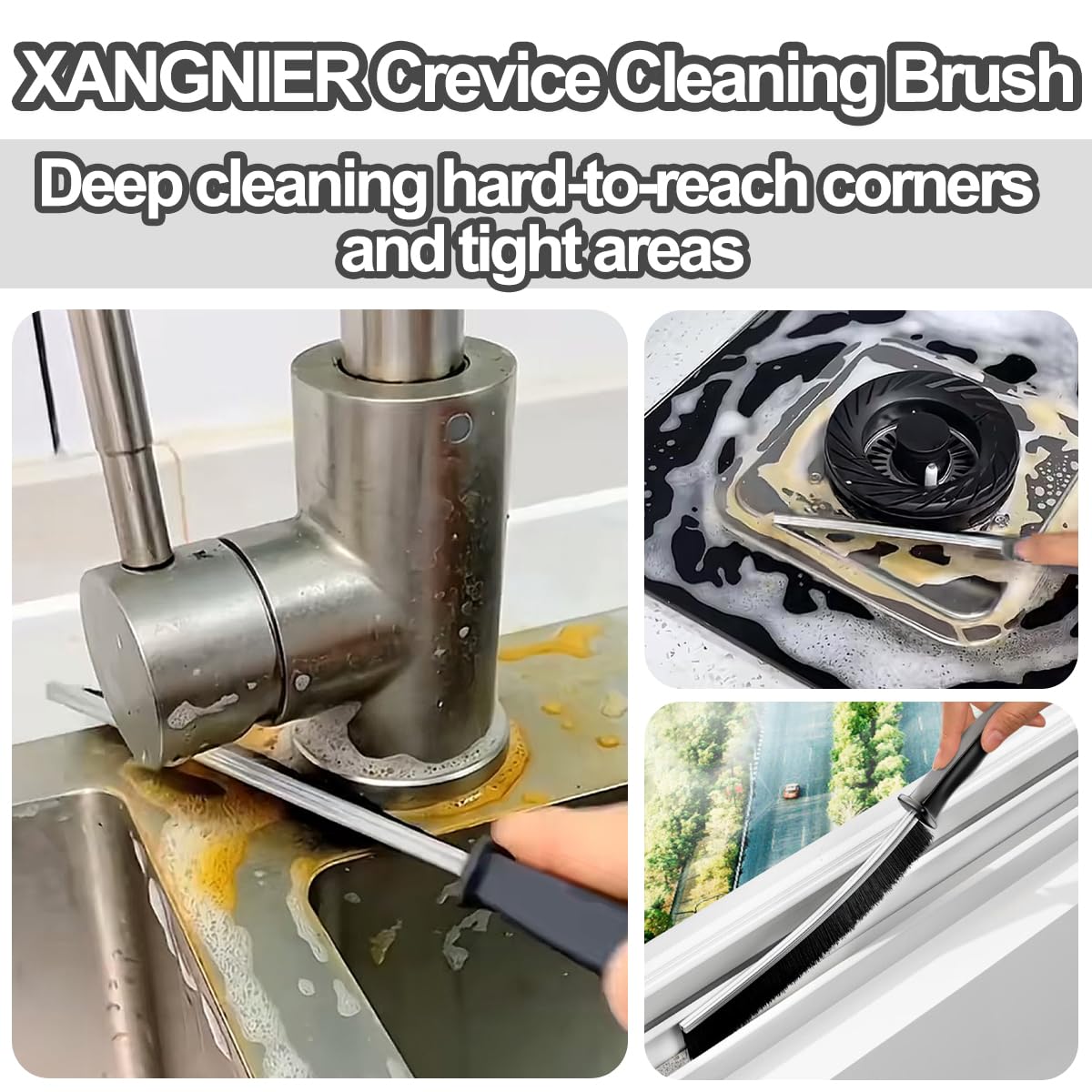 XANGNIER Hard Bristle Crevice Cleaning Brush 3 Pcs Multicolor