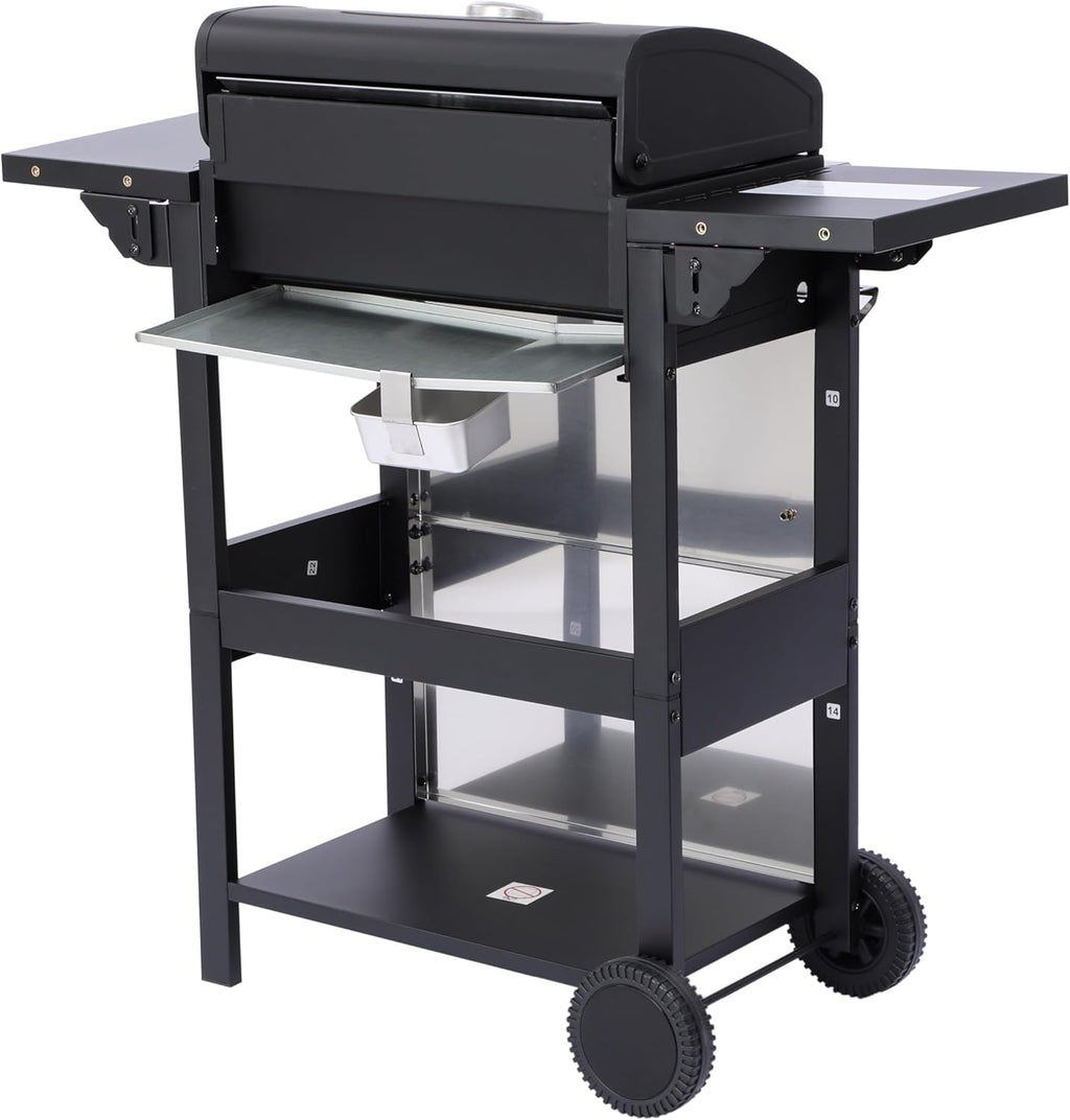 3-Burner Propane Gas BBQ Grill, 25,650 BTU Output, Wire Enamel Cooking Grids, Foldable Side Table, Stainless Steel Outdoor Grill for Patio and Backyard
