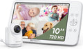 bonoch MegaView Baby Monitor No WiFi, 10" 720p Video Baby Montior with Camera and Audio, Up to Quad Split Screen, 10000mAh Battery, VOX Mode, Remote PTZ, Night Vision, for Multi-Child, Pets, Elderly