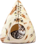 Luxurious Eco-Friendly Merino Wool Cat Cave Bed Teepee Design - Foldable Hideaway Pod for Indoor Cats - Premium Felt Kitten Beds - Covered Cat House for Ultimate Cozy Comfort by Woolygon