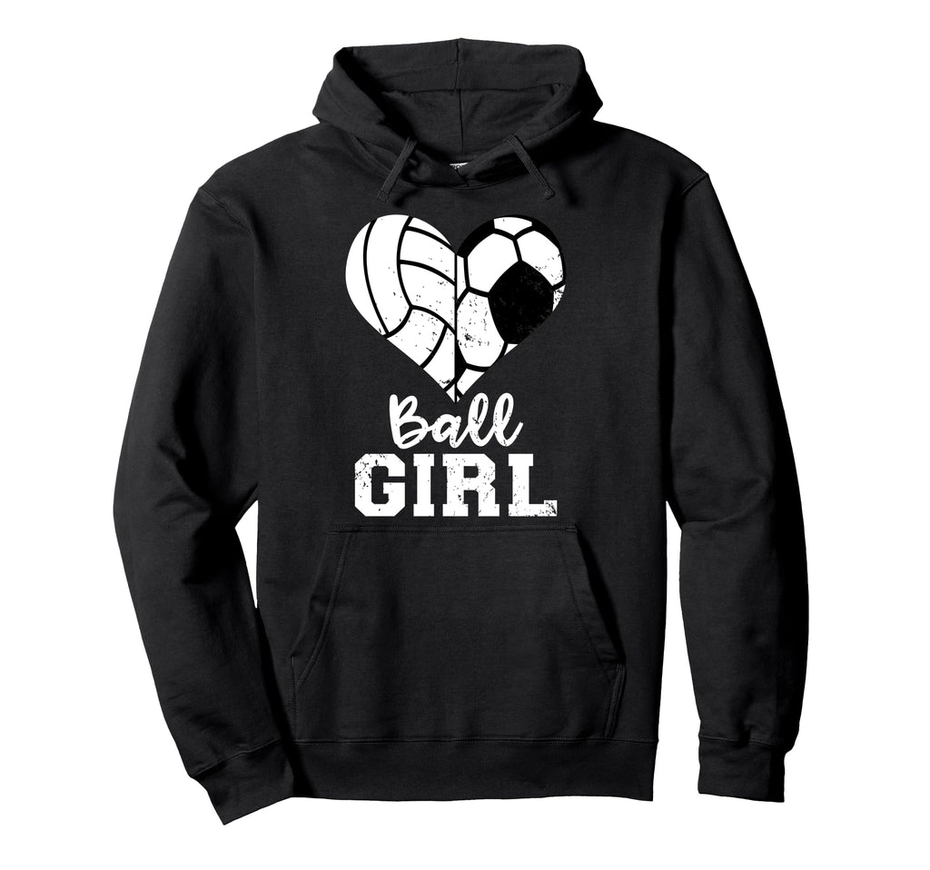 Ball Heart Funny Soccer Volleyball Hoodie - Minimalist Print Unisex
