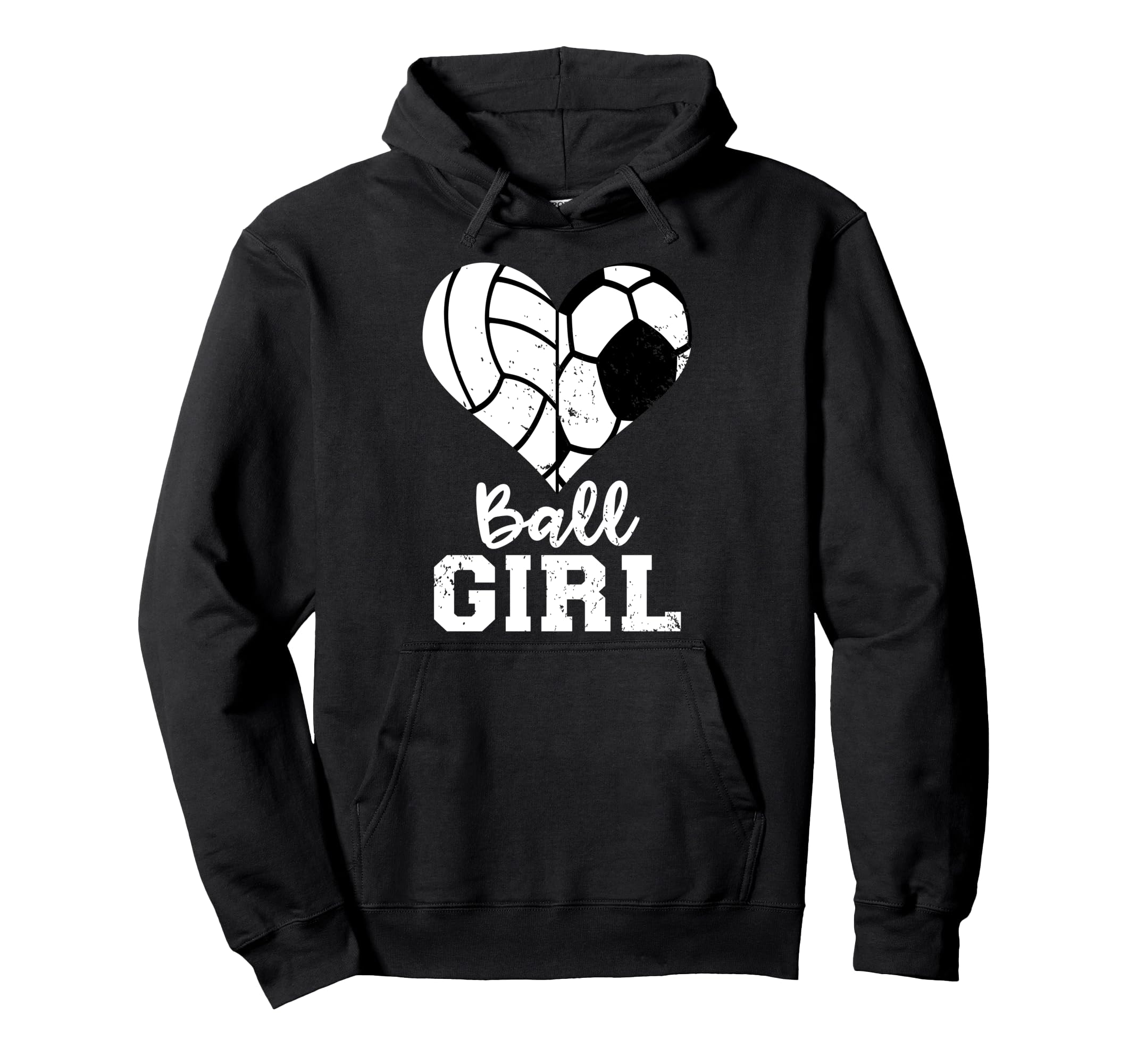 Ball Heart Funny Soccer Volleyball Hoodie - Minimalist Print Unisex