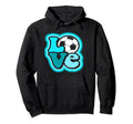 Soccer Love Teen Turquoise Blue Hoodie - Unique Graphic Unisex