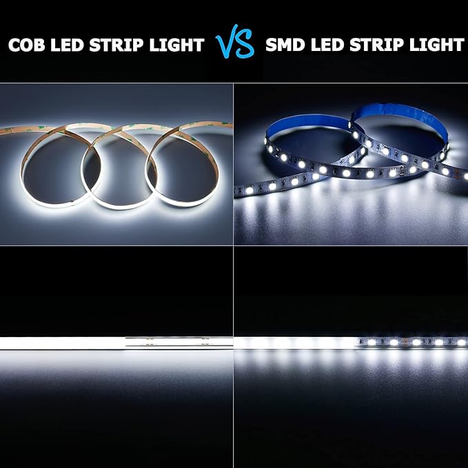 10M/32.8ft 24V COB LED Strip Light Waterproof IP65 Cool White 6000K Uniform Glow 3840LEDs CRI 93+ Flexible LED Tape Lights for DIY Cabinet Bedroom Kitchen Home Decor(No Power Supply)
