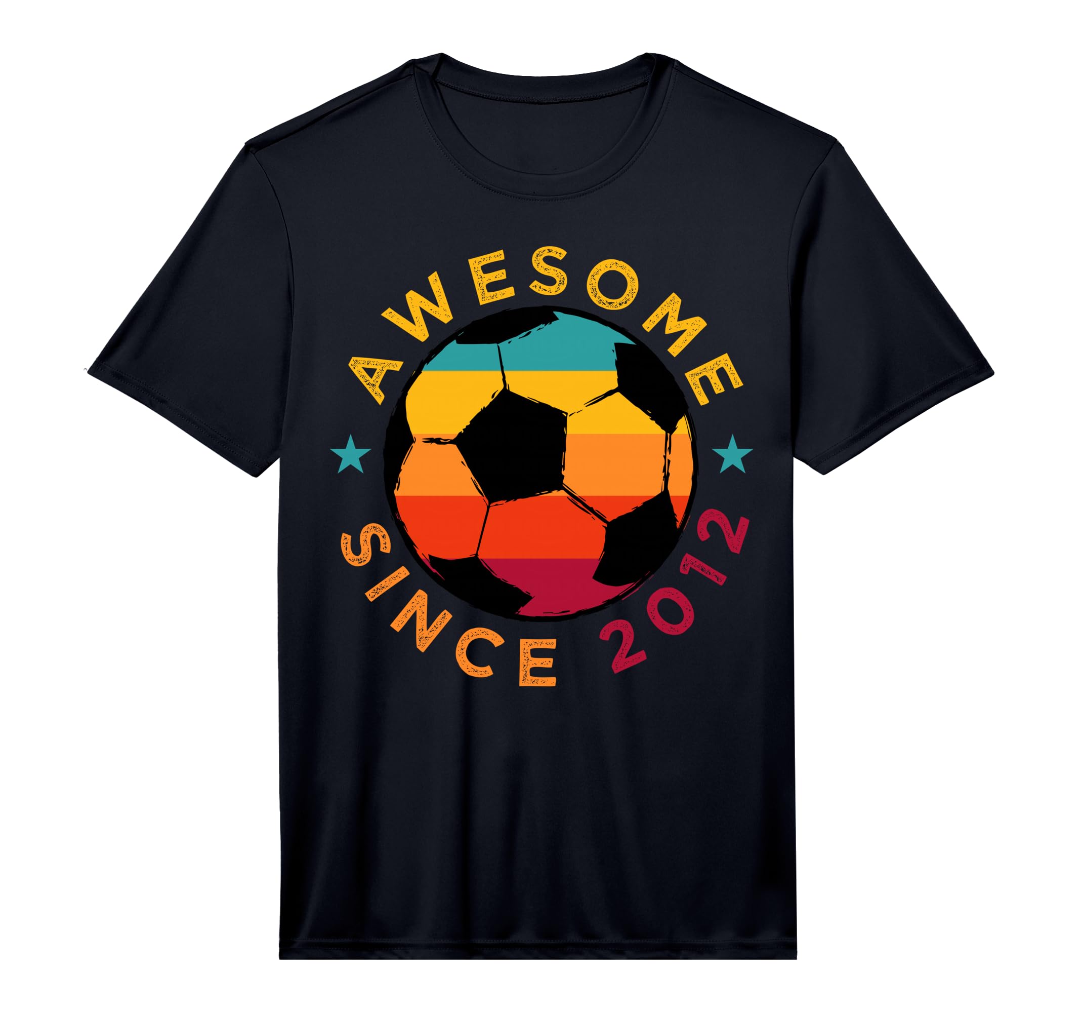 Awesome Since 2012 Soccer Birthday T-Shirt - Casual Everyday Wear Unisex